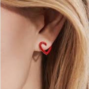 David yurman red enamel and 18k yellow gold illusion heart earrings